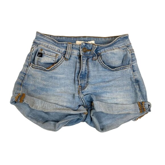 KanCan Women's Jeans Short Shorts Size 3/25 Blue Denim Cuffed Casual Summer Y2K - Picture 1 of 12